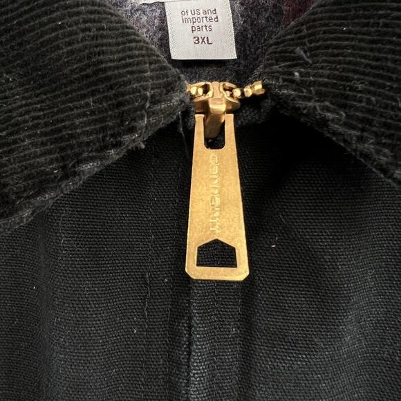VINTAGE Carhartt Jacket Mens 3XL Black Detroit Canvas Blanket Lined J001 USA - Picture 7 of 14